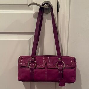 Vintage Pink/Purple Leather Studded Shoulder Bag